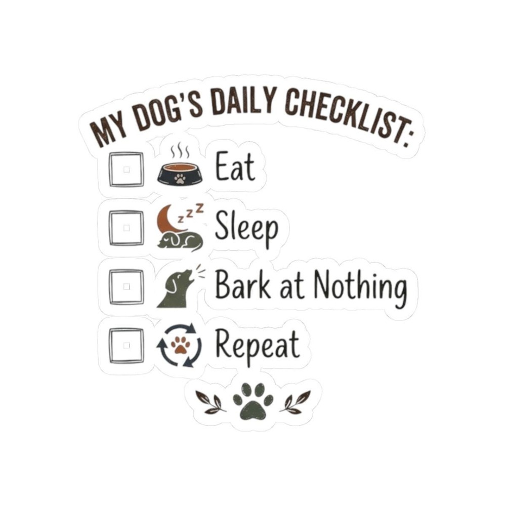 Three Dog Acres My Dog's Daily Checklist Glossy Kiss-Cut Vinyl Sticker NEW
